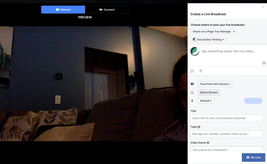 Facebook Live screen share
